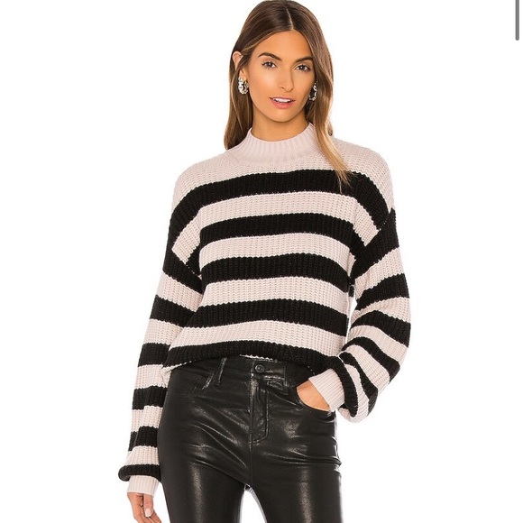 Revolve Striped Knit Sweater (light pearl & black) - Picture 1 of 2